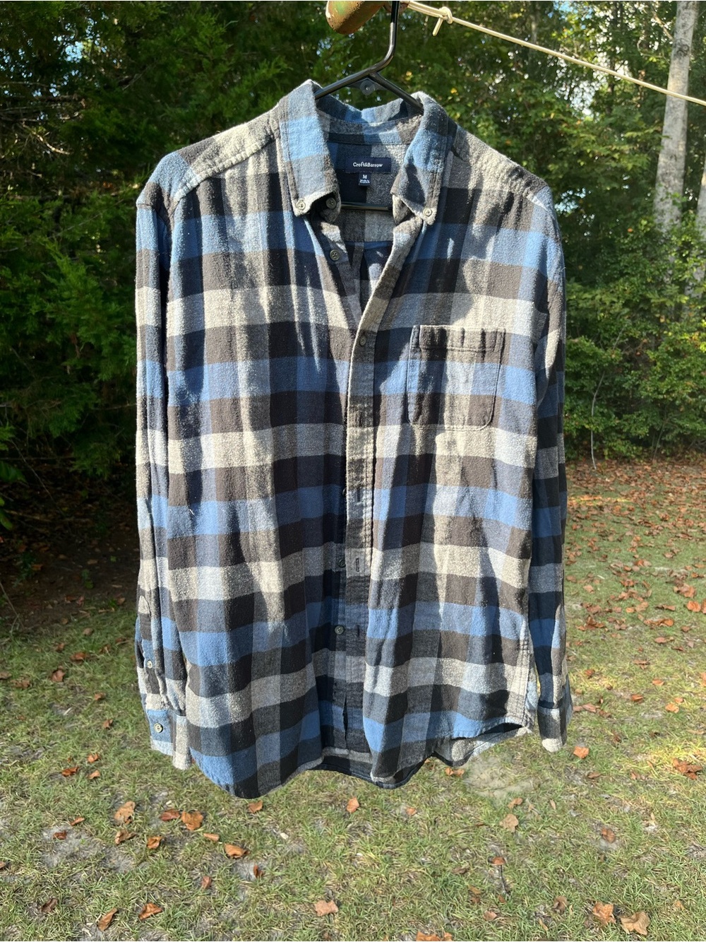 croft & barrow Blue and Black Plaid Flannel Button-Down Shirt